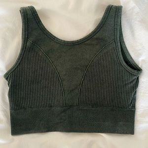 Mossy green workout bra top